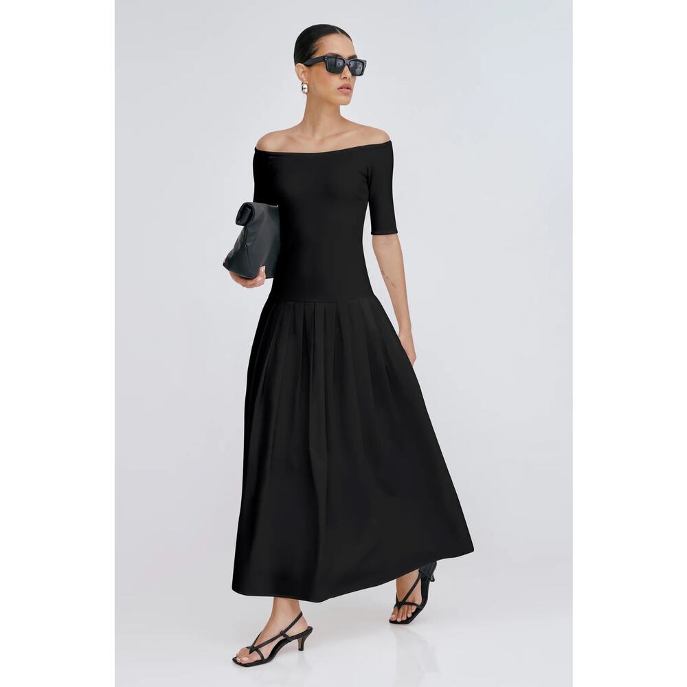 SOLD Marcella New York Mila Dress European Ponte Cotton Maxi Dress Black L